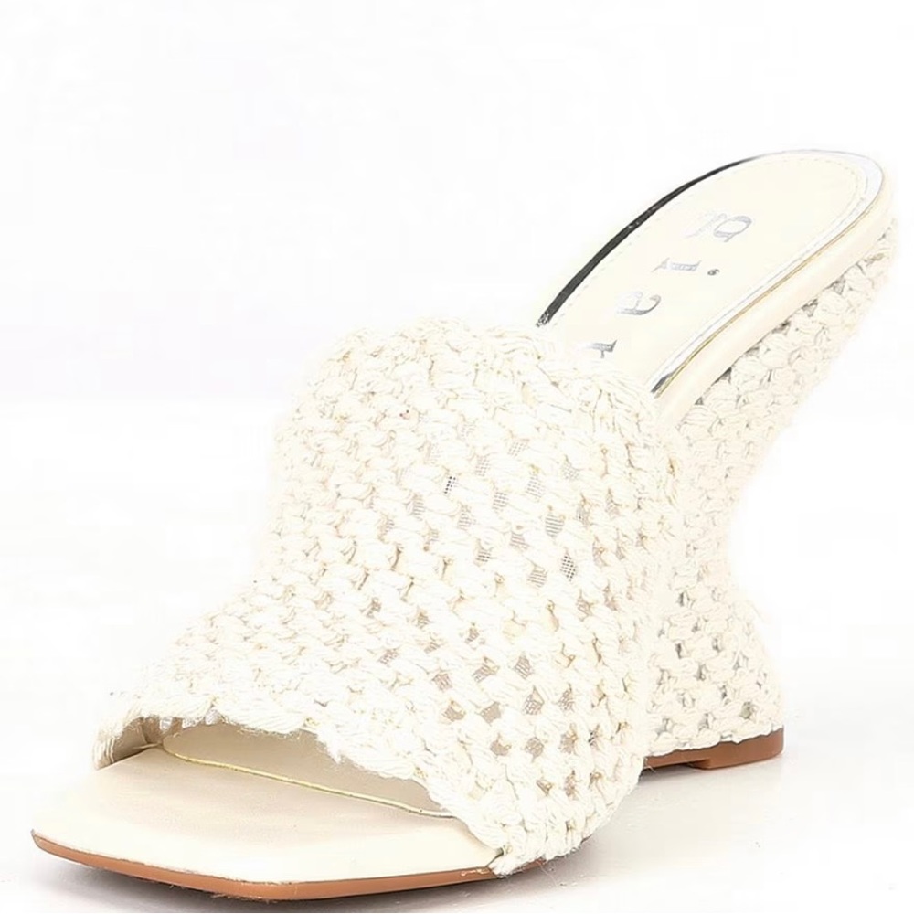 Gianni Bini Crochet Square Toe Wedge Slides